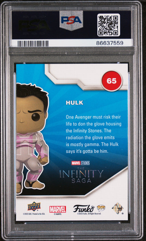 2023 UPPER DECK FUNKO POP MARVEL  HULK PLATINUM #65  PSA 10 - for just $54! 