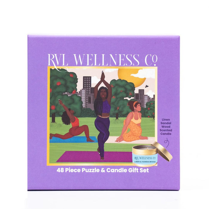 Yoga In The Park | 48 Piece Puzzle & Candle Gift Set - for just $28! 