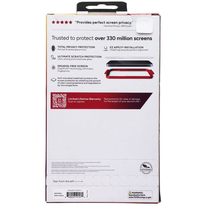 ZAGG Invisible Shield Privacy 360 Protect Screen Protector for iPhone 15 Pro - for just $16.16! 