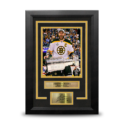 Zdeno Chara Hoists The Stanley Cup Boston Bruins 8x10 Framed Hockey Photo with Engraved Autograph - for just $79.99! 