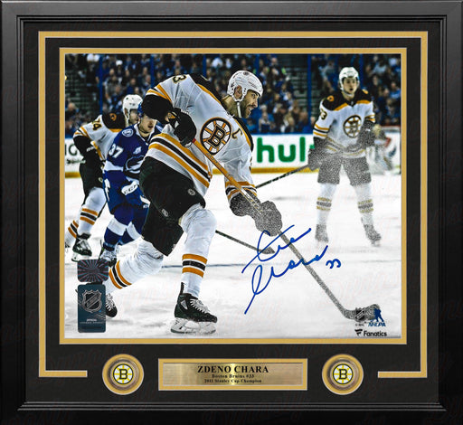 Zdeno Chara in Action Boston Bruins Autographed 16" x 20" Framed Hockey Photo - for just $219.99! 