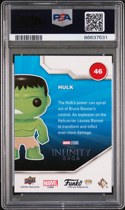2023 UPPER DECK FUNKO POP MARVEL  HULK PLATINUM #46  PSA 10 - for just $54! 