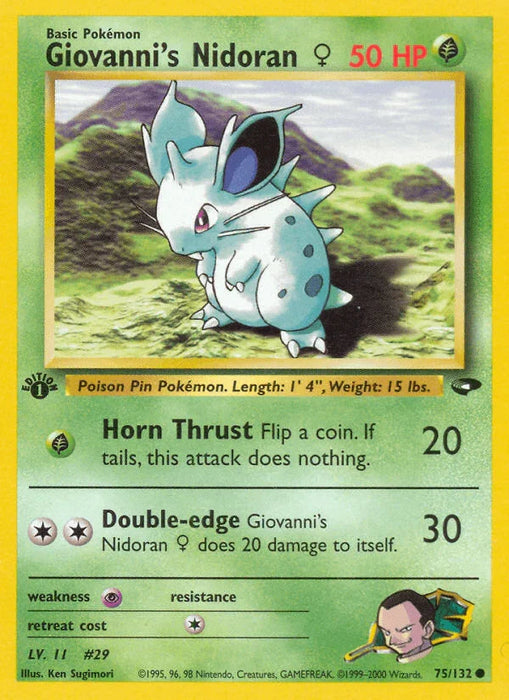 Giovanni's Nidoran (75/132) (Female) [Gym Challenge 1st Edition] - for just $0.45! 