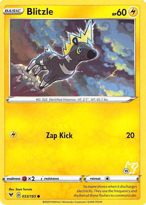 Blitzle (053/185) (Pikachu Stamp #15) [Battle Academy 2022] - for just $0.10! 