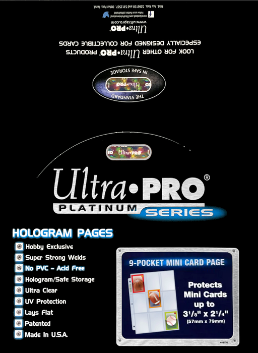 Ultra PRO: Platinum Hologram Mini 9-Pocket Pages - 3-Holes (100-Pack) - for just $0! 
