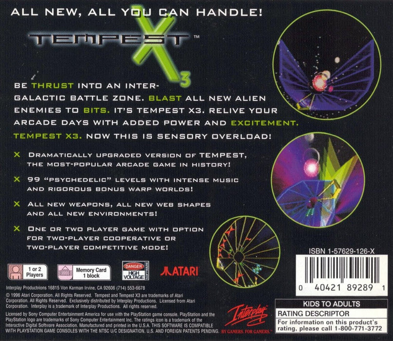 Tempest X3 An Inter-Galactic Battle Zone – PlayStation 1 (PS1) - for just $0! 
