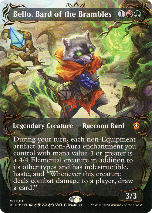 Bello, Bard of the Brambles (BLC-101) - Bloomburrow Commander (Borderless) Foil - for just $160.16! 