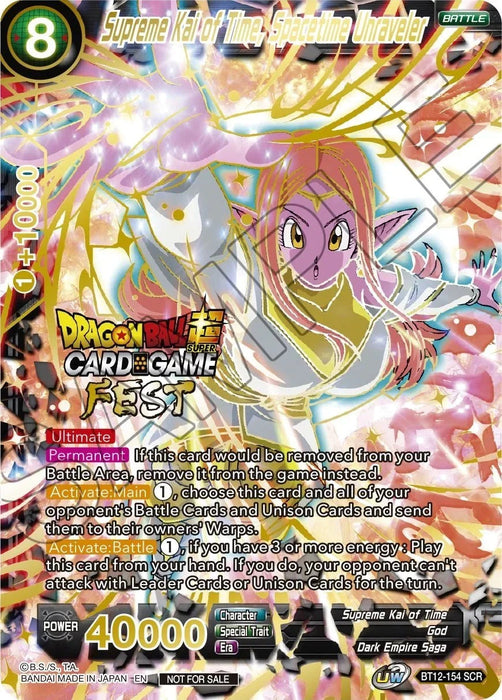 Supreme Kai of Time, Spacetime Unraveler (Card Game Fest 2022 - Winner-Stamped) (BT12-154) [Tournament Promotion Cards] - for just $2! 