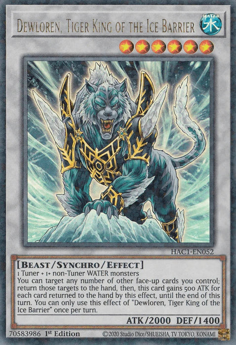 Dewloren, Tiger King of the Ice Barrier (Duel Terminal) [HAC1-EN052] Parallel Rare - for just $0.10! 