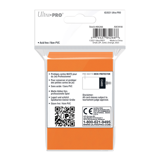 Ultra PRO: Small 60ct Sleeves - PRO-Matte (Orange) - Just $0! Shop now at Retro Gaming of Denver