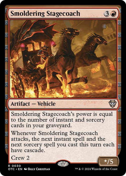 Smoldering Stagecoach (OTC-030) - Outlaws of Thunder Junction Commander - for just $0.06! 