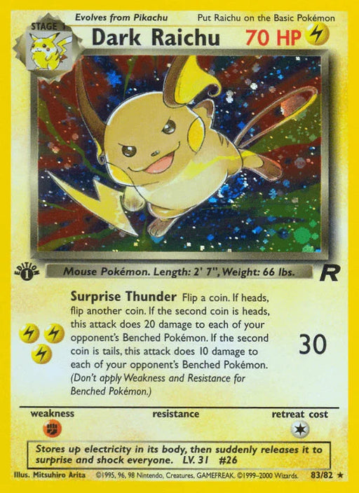 Dark Raichu (83/82) [Team Rocket 1st Edition] - for just $141.10! 