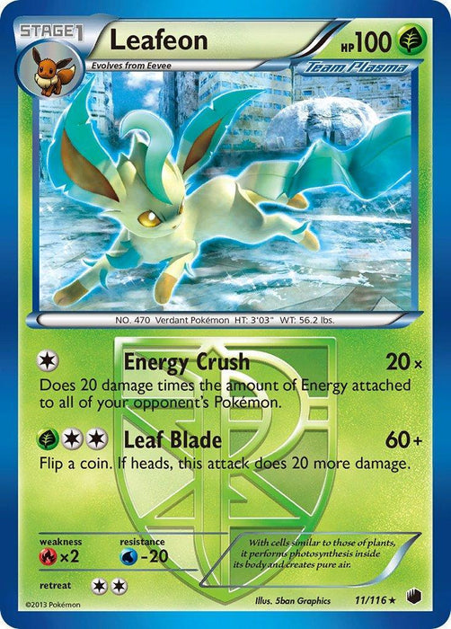 Leafeon (11/116) (Theme Deck Exclusive) [Black & White: Plasma Freeze] - for just $5.50! 