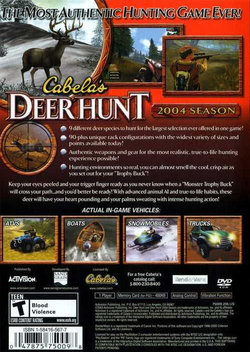 Cabela's Deer Hunt 2004 – PlayStation 2 (PS2) - for just $5.99! 
