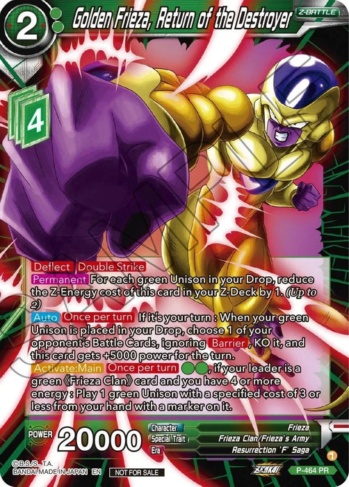 Golden Frieza, Return of the Destroyer (Z03 Dash Pack) (P-464) [Promotion Cards] - for just $0.20! 