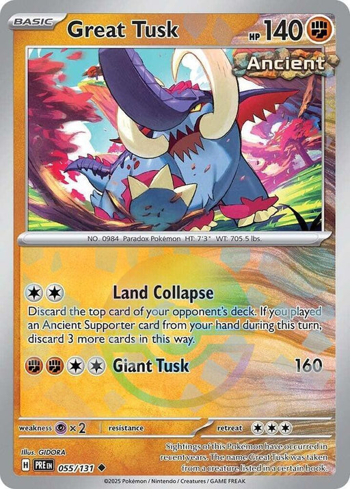 Great Tusk (055/131) (Poke Ball Pattern) [Scarlet & Violet: Prismatic Evolutions] - for just $0.10! 