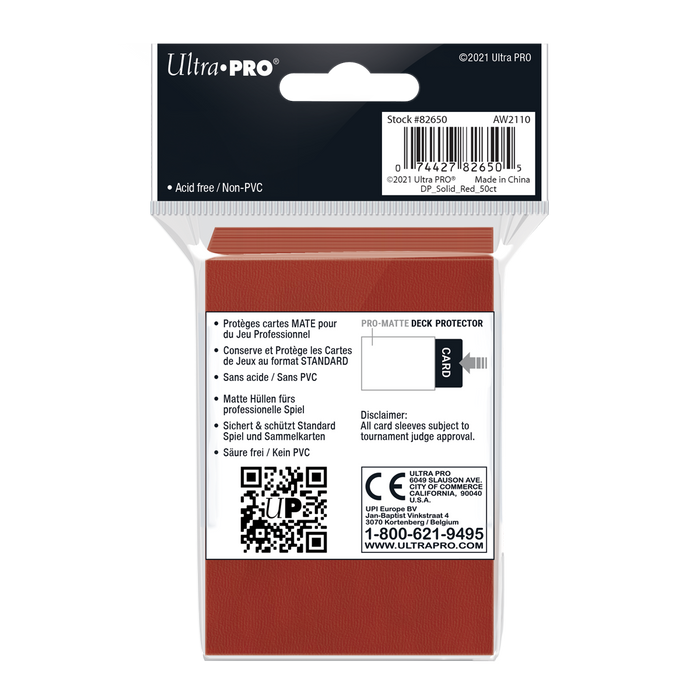 Ultra PRO: Standard 50ct Sleeves - PRO-Matte (Red) - Just $0! Shop now at Retro Gaming of Denver