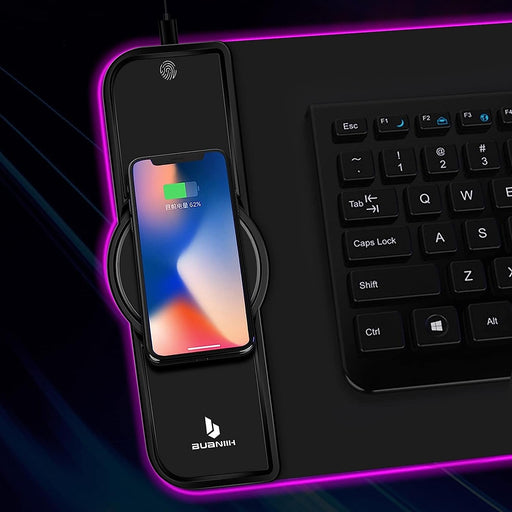 RGB Gaming Mouse Pad with 15W Wireless Charging, Extended Desk Mat 31.5 x 11.8 Inch, LED Mouse Pad with 10 Lighting Modes, Non-Slip Base for Keyboard, Mouse - for just $40.10! 