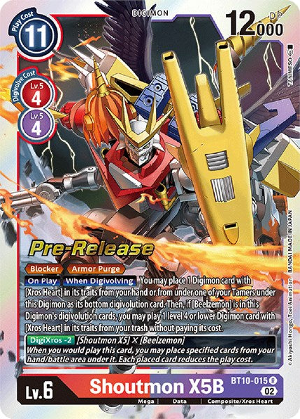 Shoutmon X5B [BT10-015] [Xros Encounter Pre-Release Cards] - Just $0.10! Shop now at Retro Gaming of Denver