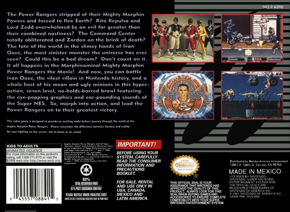 Mighty Morphin Power Rangers The Movie – Super Nintendo Entertainment System (SNES) - for just $61.99! 