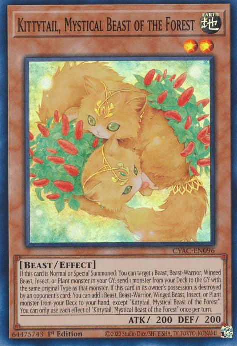 Kittytail, Mystical Beast of the Forest [CYAC-EN096] Super Rare - for just $0.10! 