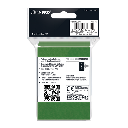 Ultra PRO: Standard 50ct Sleeves - PRO-Gloss (Green) - for just $0! 