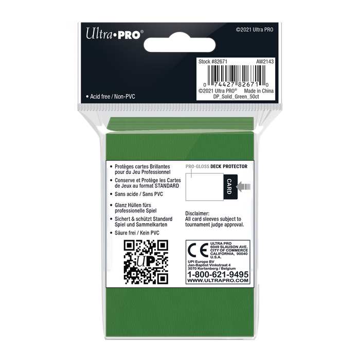 Ultra PRO: Standard 50ct Sleeves - PRO-Gloss (Green) - for just $0! 