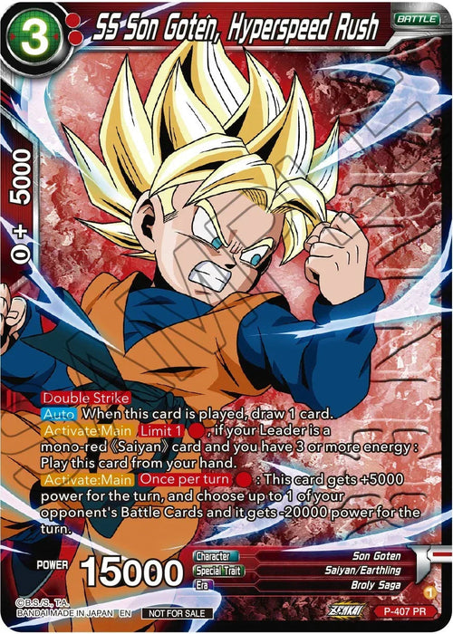 SS Son Goten, Hyperspeed Rush (Zenkai Series Tournament Pack Vol.1 Winner) (P-407) [Tournament Promotion Cards] - for just $0.75! 