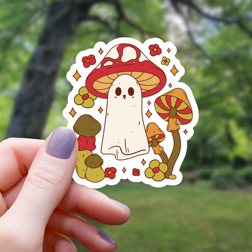 Cottagecore Mushroom Ghost Sticker - 3" - for just $3.50! 
