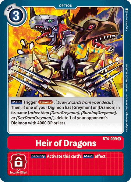 Heir of Dragons [BT4-099] [Great Legend] - Just $0.09! Shop now at Retro Gaming of Denver