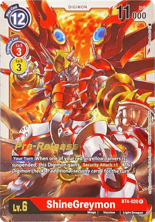 ShineGreymon [BT4-020] [Great Legend Pre-Release Promos] - Just $0.09! Shop now at Retro Gaming of Denver