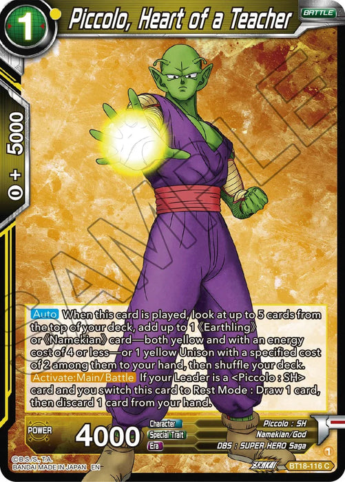 Piccolo, Heart of a Teacher (BT18-116) [Dawn of the Z-Legends] - for just $0.10! 