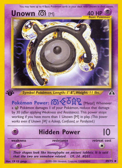 Unown [M] (49/75) [Neo Discovery 1st Edition] - for just $0.80! 