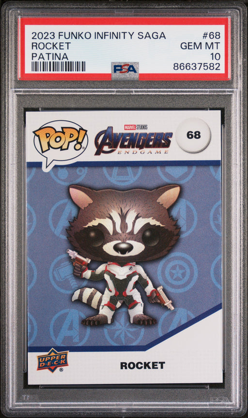 2023 UPPER DECK FUNKO POP MARVEL  ROCKET PATINA #68  PSA 10 - for just $54! 