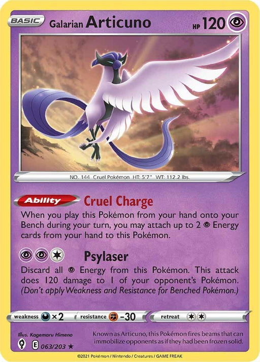 Galarian Articuno (063/203) (Theme Deck Exclusive) [Sword & Shield: Evolving Skies] - for just $0.20! 
