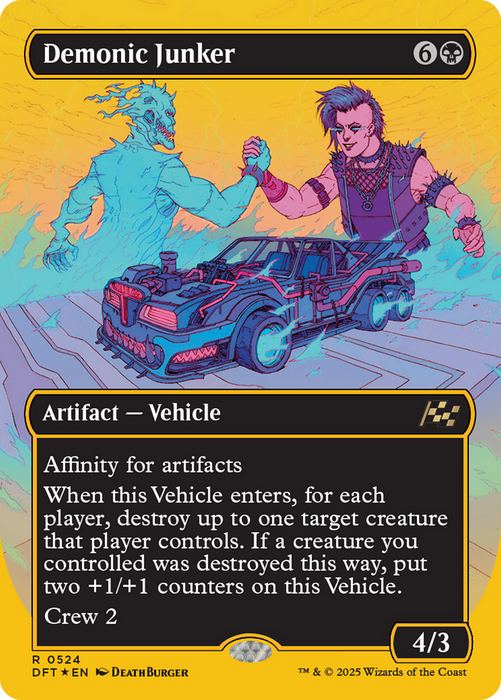 Demonic Junker (DFT-524) - Aetherdrift (Borderless) Foil - for just $1.25! 