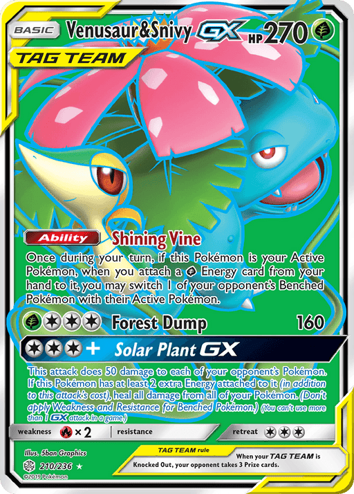 Venusaur & Snivy GX (210/236) [Sun & Moon: Cosmic Eclipse] - for just $15.55! 