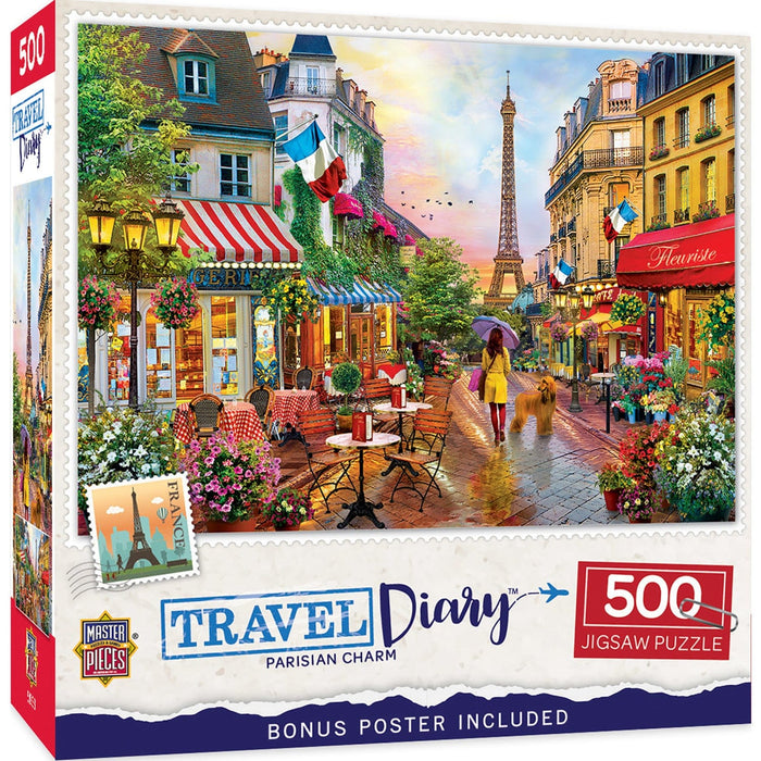 Travel Diary - Parisian Charm 500 Piece Jigsaw Puzzle - for just $14.99! 