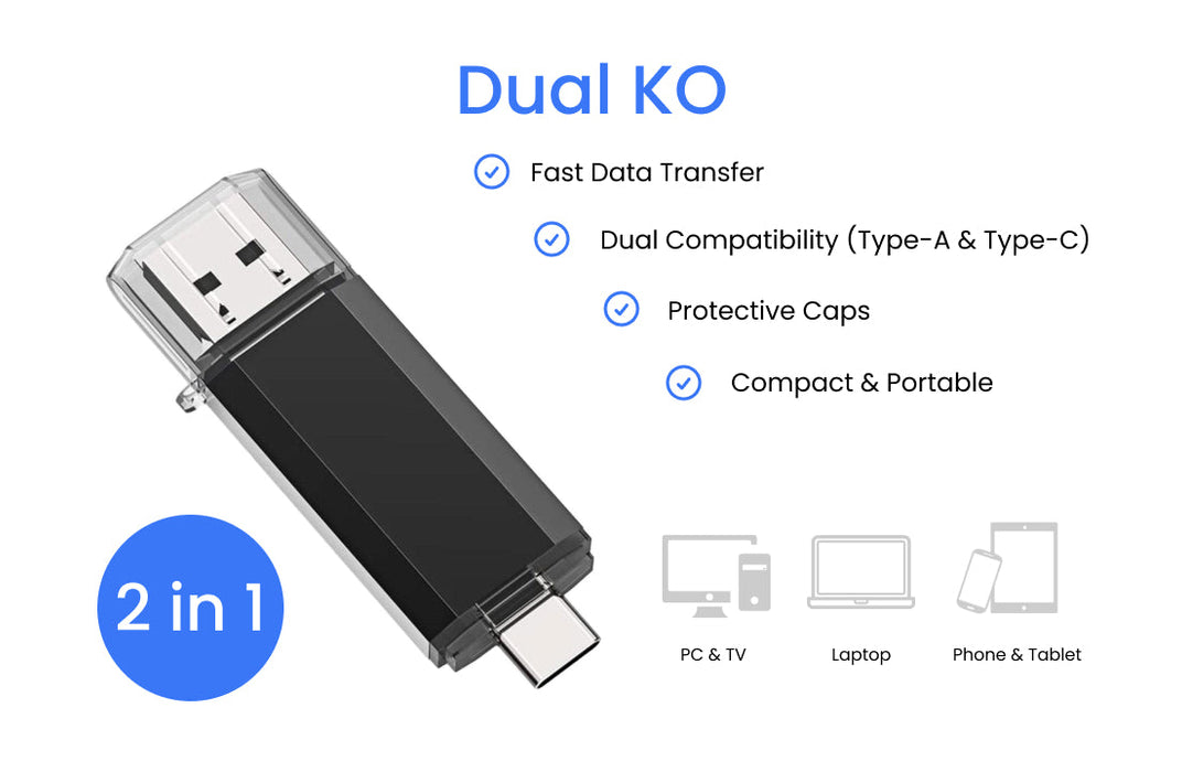 KO II Dual USB 3.1 Flash Drive Unprinted - for just $7.99! 