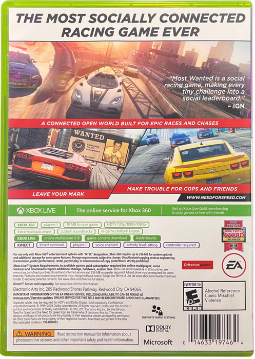 Need for Speed Most Wanted [Platinum Hits] – Xbox 360 (X360) - for just $0! 