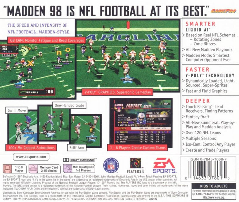 Madden NFL 98 – PlayStation 1 (PS1) - for just $6.99! 