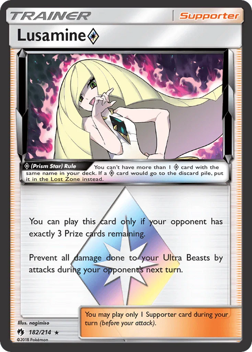 Lusamine (182/214) (Prism Star) [Sun & Moon: Lost Thunder] - for just $0.50! 