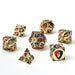 Solid Metal Fighter Class RPG Dice Set - Gold w/ Red & Black - for just $39.99! 