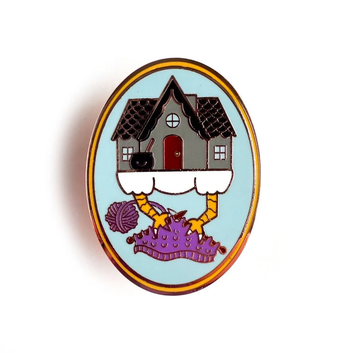 Cute Magical Flair Enamel Pin - Baba Yaga Knitting - for just $15! 