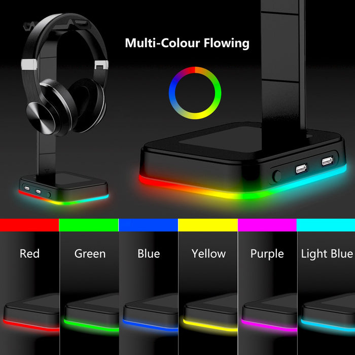 Desktop Gamer 2 In 1 RGB Headphone Stand Power Strip Desk Gaming Headset Holder With 2 USB Charging Earphone Hanger - for just $67.20! 