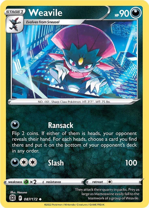 Weavile (087/172) [Sword & Shield: Brilliant Stars] - for just $0.10! 