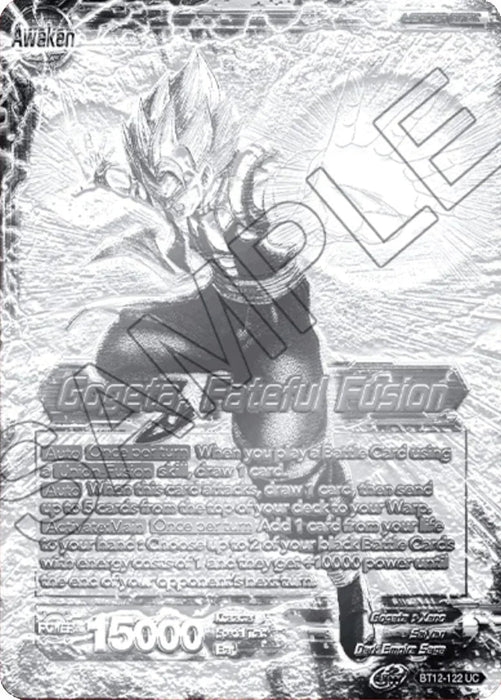 Son Goku & Vegeta // Gogeta, Fateful Fusion (2021 Championship Top 16) (Metal Silver Foil) (BT12-122) [Tournament Promotion Cards] - for just $2000! 