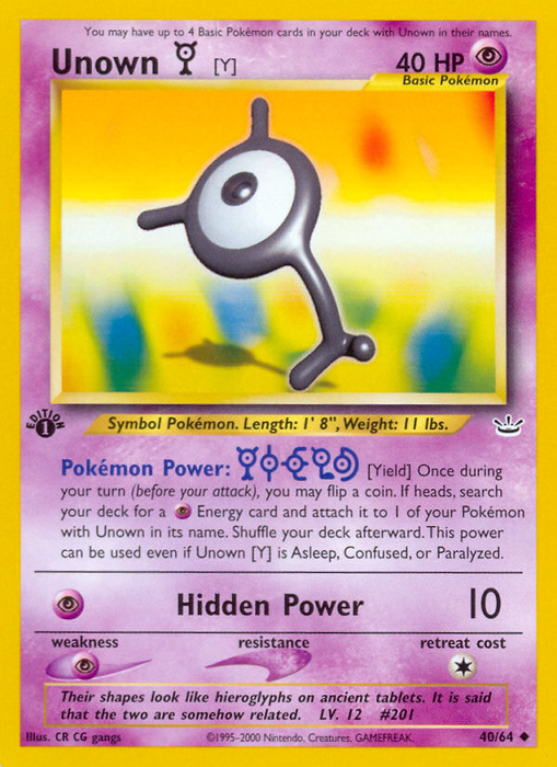 Unown [Y] (40/64) [Neo Revelation 1st Edition] - Just $0.60! Shop now at Retro Gaming of Denver