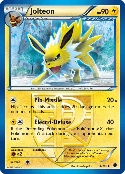 Jolteon (34/116) [Black & White: Plasma Freeze] - for just $1.50! 