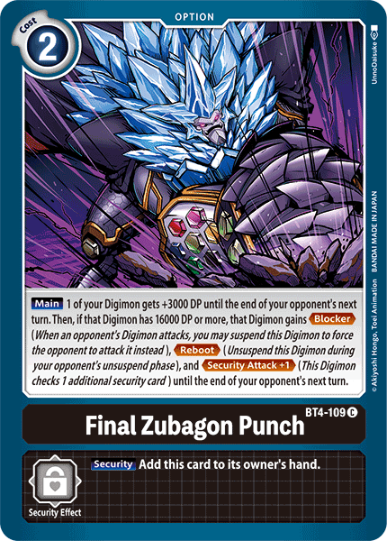 Final Zubagon Punch [BT4-109] [Great Legend] - Just $0.09! Shop now at Retro Gaming of Denver